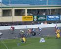 (Click for larger image) Riders in the C Grade scratch race  make their way towards the home straight and finish line at West Park in Burnie.