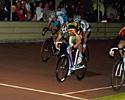 (Click for larger image) Evan Oliphant (C) from Scotland takes out the Kym Smoker Memorial Wheelrace