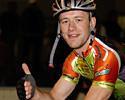 (Click for larger image) Evan Oliphant gives the thumbs up after victory in the Kym Smoker Memorial Wheelrace