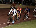 (Click for larger image) Sebastian Cancio of Argentina leads the Isle of Man�s Mark Kelly around in the A Grade scratch race