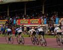 (Click for larger image) The girls power up  the home straight in a heat of the Women's Wheelrace.