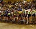 (Click for larger image) Riders in the men's A Grade scratch race  line up at the Silverdome.