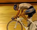 (Click for larger image) Simon Clarke  from Victoria puts the head down during the Madison.