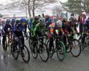 (Click for larger image) Elite women start in the cold wet snow