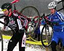 (Click for larger image) Morgan Macleod (Mechanical Services-Cyclemania) catches and passes Adam Mcgrath (Redline) for the U-23 championship