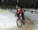 (Click for larger image) Amy Wallace carefully traverses the icy off-cambre turn