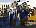 (Click for larger image) Sven Nys (Rabobank) leads the pack through the sand