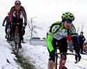 (Click for larger image) Riders were treated to rare wintery conditions on Sunday