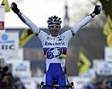 (Click for larger image) Sven Nys (Rabobank) crosses the line to win