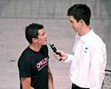 (Click for larger image) 2005 Herald Sun Tour winner Simon Gerrans (l) chats with commentator Matt Keenan
