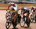 (Click for larger image) Joel Leonard leads the charge in the Aces Keirin final