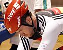 (Click for larger image) John psyches himself up for the aces keirin final