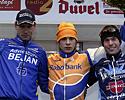 (Click for larger image) The men's podium (L to R): Gerben De Knegt (2nd), Sven Vanthourenhout (1st), and Jonathan Page (3rd)