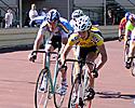 (Click for larger image) Aaron heads towards the line to win the B Grade Scratch Race