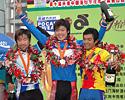 (Click for larger image) The stage 3 podium: Makoto Iijima (2nd), Kin San Wu (1st), and Abd. Nasir Junaidi (3rd)