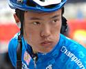 (Click for larger image) Gang Xu wearing the Blue Leader's Jersey for the best Asian rider.