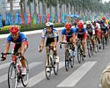 (Click for larger image) Race leader Kin San Wu puts his teammates on the front