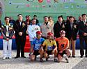 (Click for larger image) The three leaders pose with the organisers and sponsors of the 10th Annual Tour of South China Sea