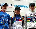 (Click for larger image) The elite women's podium (l-r): Marianne Vos (DSB Bank) Daphny Van Den Brand (Van Bemmelen) and Hanka Kupfernagel (Vlaanderen)