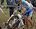 (Click for larger image) Sven Nys takes a fall next to Erwin Vervecken