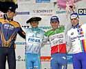 (Click for larger image) The elite men's podium (l-r): Petr Dlask, Bart Wellens and Enrico Franzoi