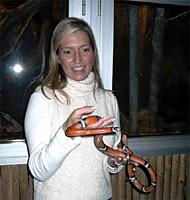 (Click for larger image) Sabine Sunderland holding the snake
