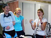 (Click for larger image) Coping well. It's said that laughter is the best medicine, and Louise Yaxley, Katie Brown and Alexis Rhodes show its positive affects. Only five months after the tragedy that took the life of their team-mate Amy Gillett, each is making a spectacular recovery from horrific injuries.