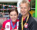 (Click for larger image) Maja Wloszczowska,  2005 XC world championship silver medallist, and Andrzej Piatek.