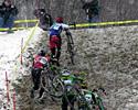 (Click for larger image) Lyne Bessette (cyclocrossworld.com-louisgarneau) leads  Mackenzie Dickey and the Elite Women up a climb