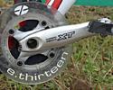 Shimano XT Crankset with only the middle ring (a 36 tooth) and what Llanes says is a bulletproof chain guide system.