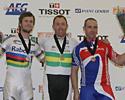 (Click for larger image) Mulder, Kelly and Staff  - Mens Keirin podium