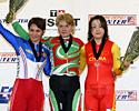(Click for larger image) Sanchez, Tsylinskaya, Guo  - Womens Sprint Podium left over from Day 1