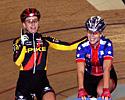 (Click for larger image) Sarah Hammer  and Rebecca Quinn go 1-2 in the Women's Scratch