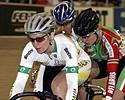 (Click for larger image) Kerrie Meares leads Natallia Tsylinskaya and Annalisa Cucinotta in a Keirin Heat