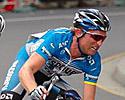 (Click for larger image) Matt White Of Team Discovery Channel grimaces as he drives the Breakaway - Open Men's Criterium