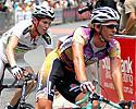(Click for larger image) Rockhampton riders Grant Irwin and Miles Olman in the under 23 men's criterium