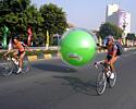 (Click for larger image) Derek (left) and Daniel (right) with the stolen balloon.