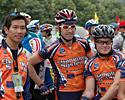 (Click for larger image) Alan Ho, David Sommerville and Jared Bunde before the start of stage 2.