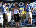 (Click for larger image) Rochelle enjoying commentating at the Bay Crits with Ian Gates and Phil Liggett