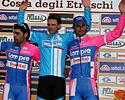 (Click for larger image) The podium  - Danilo Napolitano (Lampre-Caffita), Alessandro Petacchi (Team Milram), and Daniele Bennati (Lampre-Caffita)