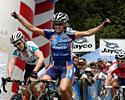 (Click for larger image) Katie Mactier (Jayco/VIS) takes out the women's criterium in Williamstown
