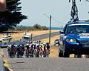(Click for larger image) The Jayco lead car supplied by Volvo guides the peloton around the circuit in Portarlington