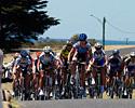 (Click for larger image) Riders climb the rise to the finish-line in Portarlington