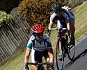 (Click for larger image) Hayley Brown (Pitcher Partners) leads Amanda Spratt (Werribee Mansion Hotel/NSWIS) round a corner during their breakaway on day two