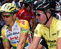 (Click for larger image) Robbie McEwen (L), (Volvo Team T5) and series leader Hilton Clarke (Portfolio Partners) await the start to the final race at the Docklands in Melbourne