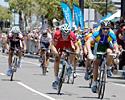 (Click for larger image) Mark Renshaw (Skilled) holds out Mitchell Docker (Drapac-Porsche Cycling Team) to win the final race in the series
