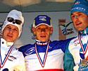 (Click for larger image) The elite men's podium: (l-r): Francis Mourey, John Gadret and Arnaud Labbe