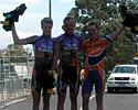 (Click for larger image) The Karak podium (l-r): Simon Clarke, Jonathan Clarke (both SouthAustralia.com-AIS) and Will Walker (Rabobank)