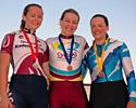 (Click for larger image) A world class podium (L to R): Chloe Macpherson (2nd), Kerrie Meares (1st) and Elisabeth Williams (3rd)