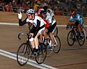 (Click for larger image) Reece Van Beek takes out the Motorpaced scratch race